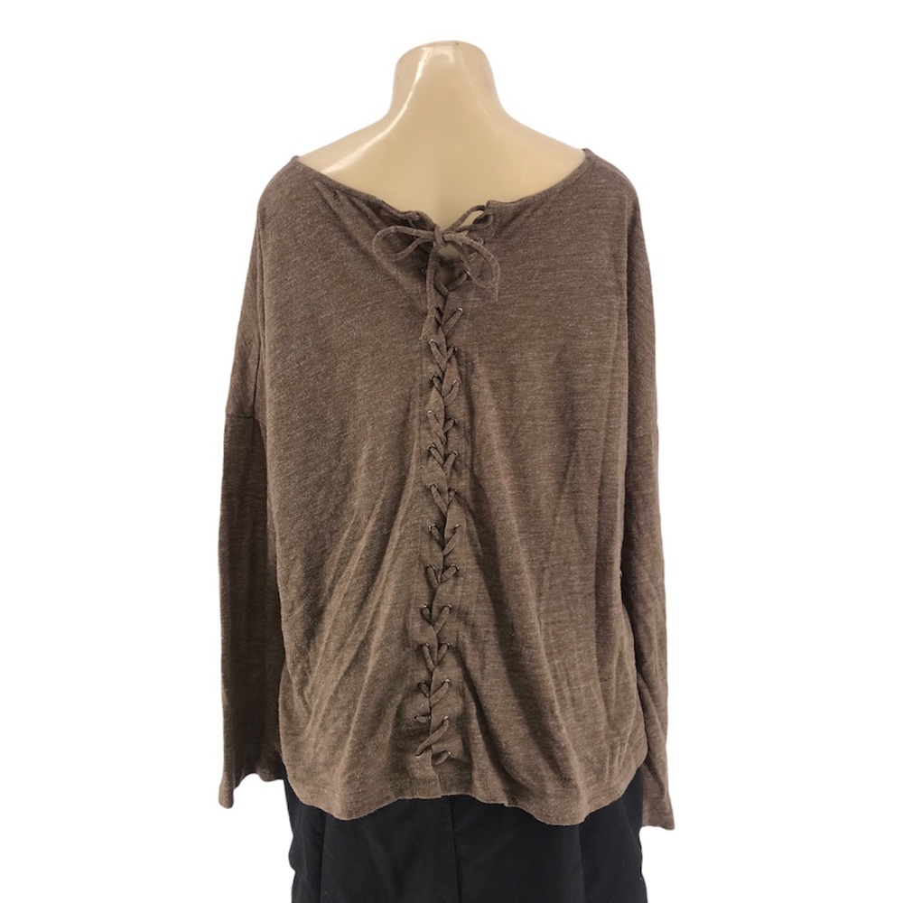 Panitti brownish Tan Back Lace Up Minimalist Top